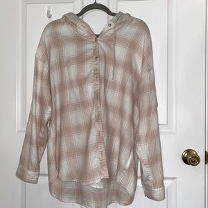 BDG Hooded Button Up Flannel